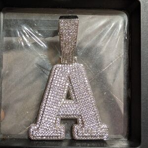 Silver  Letter A Pendant & Chain